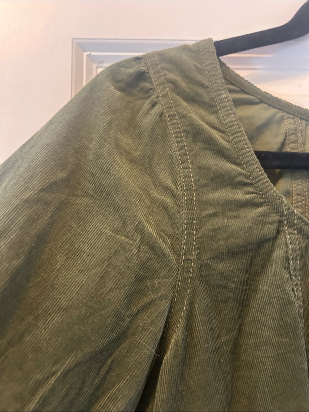 Madewell Corduroy Seamed Long-Sleeve Mini Dress in Kale Size 6 - Picture 11 of 12